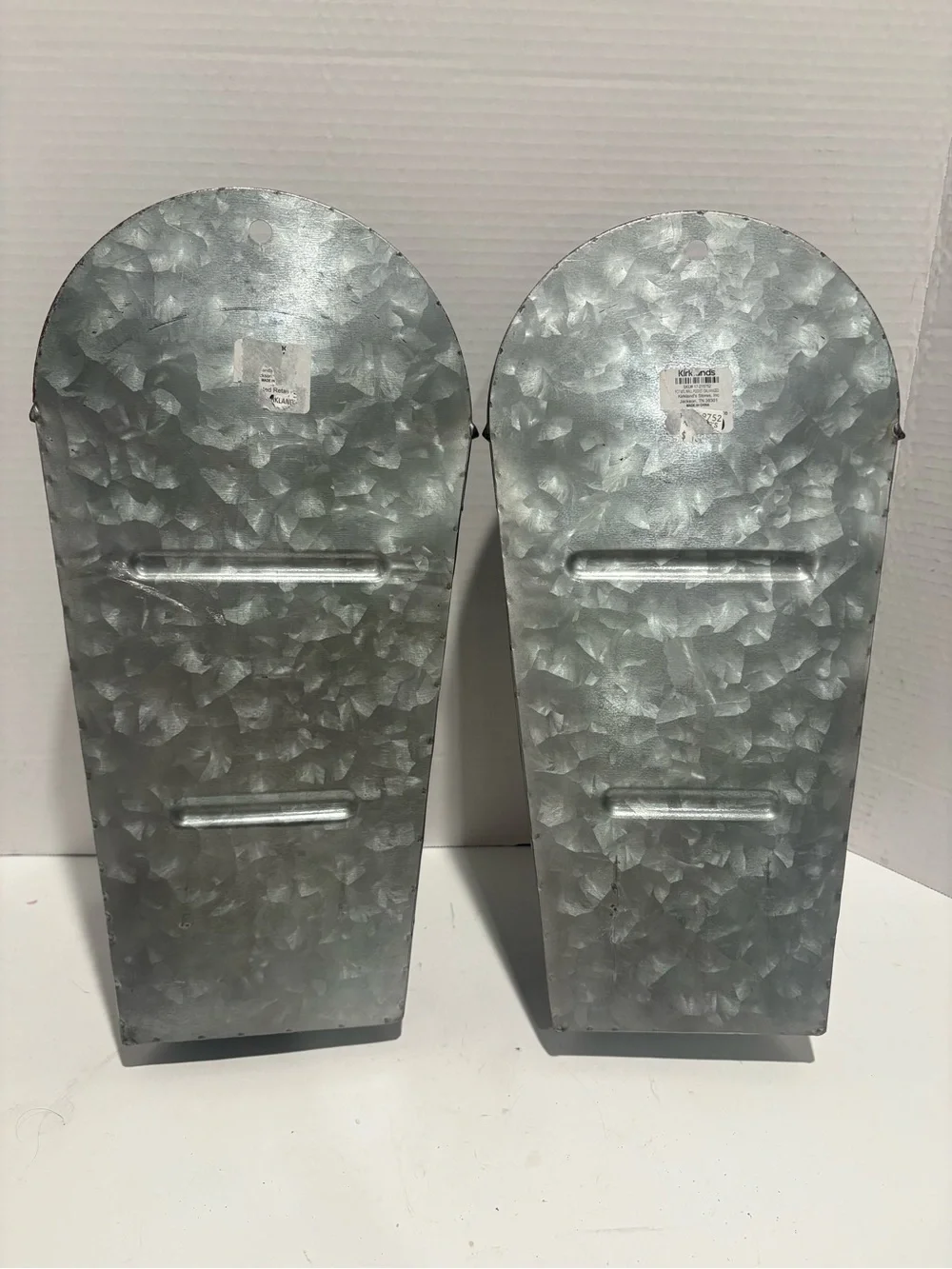 Kirklands Galvanized Gray Ribbed Wall Vases - Set of 2